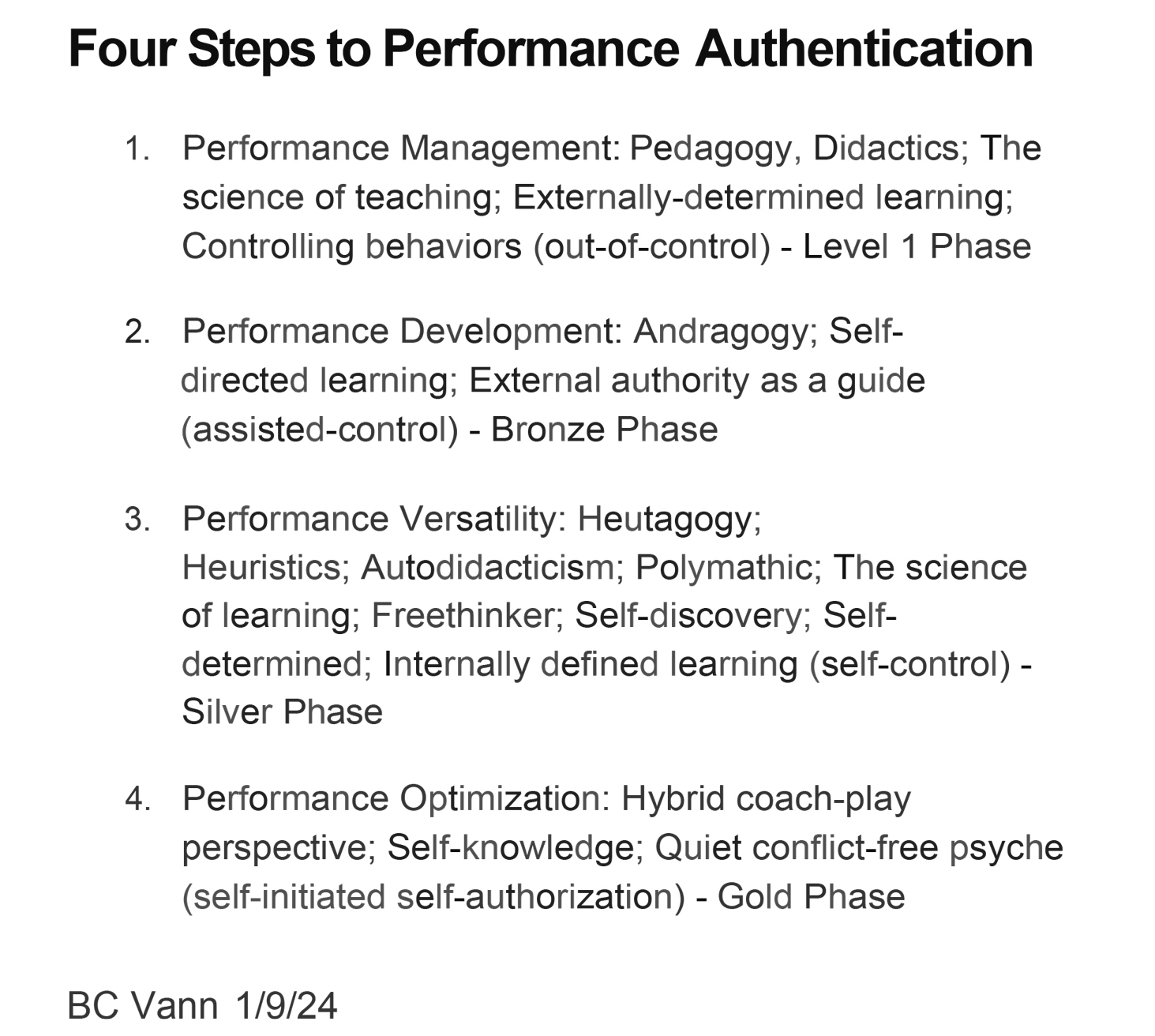 Four Steps to Performance Authentication